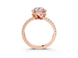 Rose gold Fancy Pink Oval  Halo Diamond Pave Band Ring with Four-Prong Setting_18