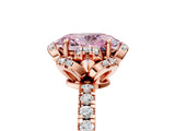 Rose gold Fancy Pink Oval  Halo Diamond Pave Band Ring with Four-Prong Setting_20