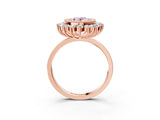 Rose gold Fancy Pink Oval  Halo Diamond Ring with Milgrain Edge and Round Prong Setting_29