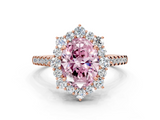 Rose gold Fancy Pink Oval  Halo Diamond Ring with Pavé Band and Prong Setting_37