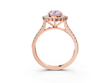 Rose gold Fancy Pink Oval  Halo Diamond Ring with Pavé Band and Prong Setting_40
