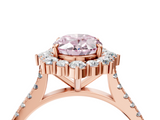 Rose gold Fancy Pink Oval  Halo Diamond Ring with Pavé Band and Prong Setting_41