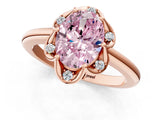 Rose gold Fancy Pink Oval  Halo Diamond Ring with Round Cluster Setting, Solitaire Band, and Four-Prong Setting_50