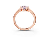 Rose gold Fancy Pink Oval  Halo Diamond Ring with Round Cluster Setting, Solitaire Band, and Four-Prong Setting_52