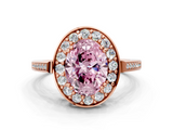 Rose gold Fancy Pink Oval  Halo Diamond Ring with Split Shank and Four-Prong Setting_72