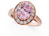 Rose gold Fancy Pink Oval  Halo Diamond Ring with Split Shank and Four-Prong Setting_73