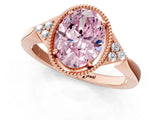 Rose gold Fancy Pink Oval  Halo Diamond Ring with Tapered Band and Four-Prong Setting_4