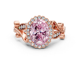 Rose gold Fancy Pink Oval  Halo Diamond Ring with Vintage Split Shank and Four-Prong Setting_20