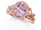 Rose gold Fancy Pink Oval  Halo Diamond Ring with Vintage Split Shank and Four-Prong Setting_21