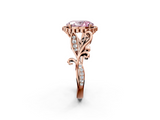 Rose gold Fancy Pink Oval  Halo Diamond Ring with Vintage Split Shank and Four-Prong Setting_22