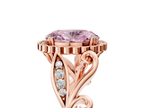 Rose gold Fancy Pink Oval  Halo Diamond Ring with Vintage Split Shank and Four-Prong Setting_25