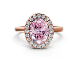 Rose gold Fancy Pink Oval  Halo Diamond Solitaire with Pavé Band and Four-Prong Setting_91