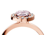 Rose gold Fancy Pink Oval  Halo Diamond Solitaire with Pavé Band and Four-Prong Setting_95