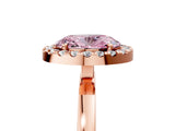 Rose gold Fancy Pink Oval  Halo Diamond Solitaire with Pavé Band and Four-Prong Setting_96