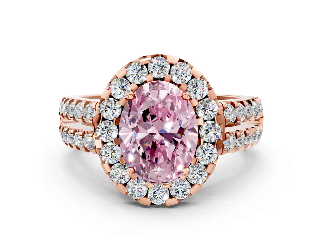 Rose gold Fancy Pink Oval  Halo Diamond Split Shank Engagement Ring with Prong Setting_51