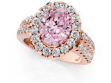 Rose gold Fancy Pink Oval  Halo Diamond Split Shank Engagement Ring with Prong Setting_52
