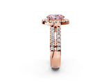 Rose gold Fancy Pink Oval  Halo Diamond Split Shank Engagement Ring with Prong Setting_53
