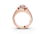 Rose gold Fancy Pink Oval  Halo Diamond Split Shank Engagement Ring with Prong Setting_54