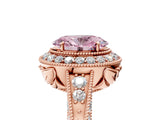 Rose gold Fancy Pink Oval  Halo Diamond Split Shank Ring with Milgrain Detail_54