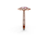 Rose gold Fancy Pink Oval  Halo Milgrain Pave Diamond Ring with Four-Prong Setting 2