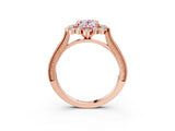 Rose gold Fancy Pink Oval  Halo Milgrain Pave Diamond Ring with Four-Prong Setting 3