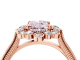 Rose gold Fancy Pink Oval  Halo Milgrain Pave Diamond Ring with Four-Prong Setting 4