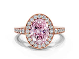 Rose gold Fancy Pink Oval  Halo Pavé Diamond Engagement Ring with Bezel Setting_38