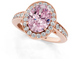 Rose gold Fancy Pink Oval  Halo Pavé Diamond Engagement Ring with Bezel Setting_39