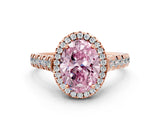 Rose gold Fancy Pink Oval  Halo Pavé Diamond Engagement Ring with Four-Prong Setting_26