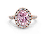 Rose gold Fancy Pink Oval  Halo Pavé Diamond Engagement Ring with Four-Prong Setting_3