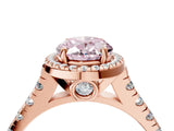 Rose gold Fancy Pink Oval  Halo Pavé Diamond Engagement Ring with Four-Prong Setting_30