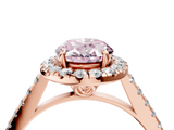 Rose gold Fancy Pink Oval  Halo Pavé Diamond Engagement Ring with Four-Prong Setting_7