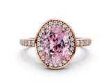 Rose gold Fancy Pink Oval  Halo Pave Band Solitaire Ring with Prong Setting_66