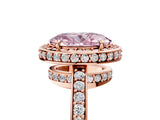 Rose gold Fancy Pink Oval  Halo Pave Band Solitaire Ring with Prong Setting_71