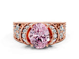 Rose gold Fancy Pink Oval  Halo Pave Diamond Engagement Ring with Milgrain Detailing_47