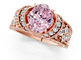 Rose gold Fancy Pink Oval  Halo Pave Diamond Engagement Ring with Milgrain Detailing_48