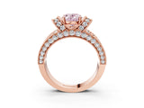 Rose gold Fancy Pink Oval  Halo Pave Diamond Engagement Ring with Milgrain Detailing_50