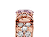 Rose gold Fancy Pink Oval  Halo Pave Diamond Engagement Ring with Milgrain Detailing_52