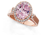 Rose gold Fancy Pink Oval  Halo Pave Split Shank Prong Setting Ring_64