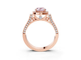 Rose gold Fancy Pink Oval  Halo Pave Split Shank Prong Setting Ring_66
