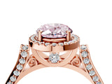 Rose gold Fancy Pink Oval  Halo Pave Split Shank Prong Setting Ring_67