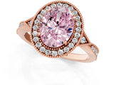 Rose gold Fancy Pink Oval  Halo Round Diamond Milgrain Pave Engagement Ring_4