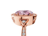 Rose gold Fancy Pink Oval  Halo Round Diamond Milgrain Pave Engagement Ring_8