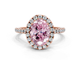 Rose gold Fancy Pink Oval  Halo Round Diamond Pavé Band Four-Prong Ring_3