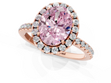 Rose gold Fancy Pink Oval  Halo Round Diamond Pavé Band Four-Prong Ring_4
