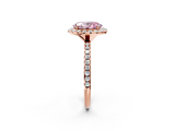 Rose gold Fancy Pink Oval  Halo Round Diamond Pavé Band Four-Prong Ring_5