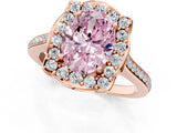 Rose gold Fancy Pink Oval  Halo Round Diamond Pave Band with Four-Prong Setting_39