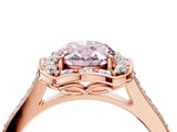 Rose gold Fancy Pink Oval  Halo Round Diamond Pave Band with Four-Prong Setting_42