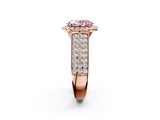 Rose gold Fancy Pink Oval  Halo Round Diamond Pave Band with Prong Setting 3