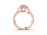 Rose gold Fancy Pink Oval  Halo Round Diamond Pave Band with Prong Setting 4